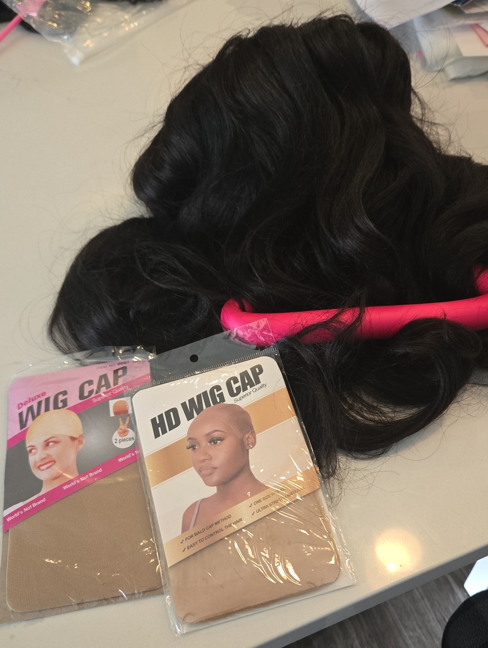 Curly Me Black Wavy Human Hair Wig with Included HD Wig Cap